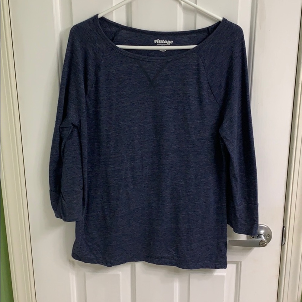 Dark blue/gray 3/4 sleeve top size large